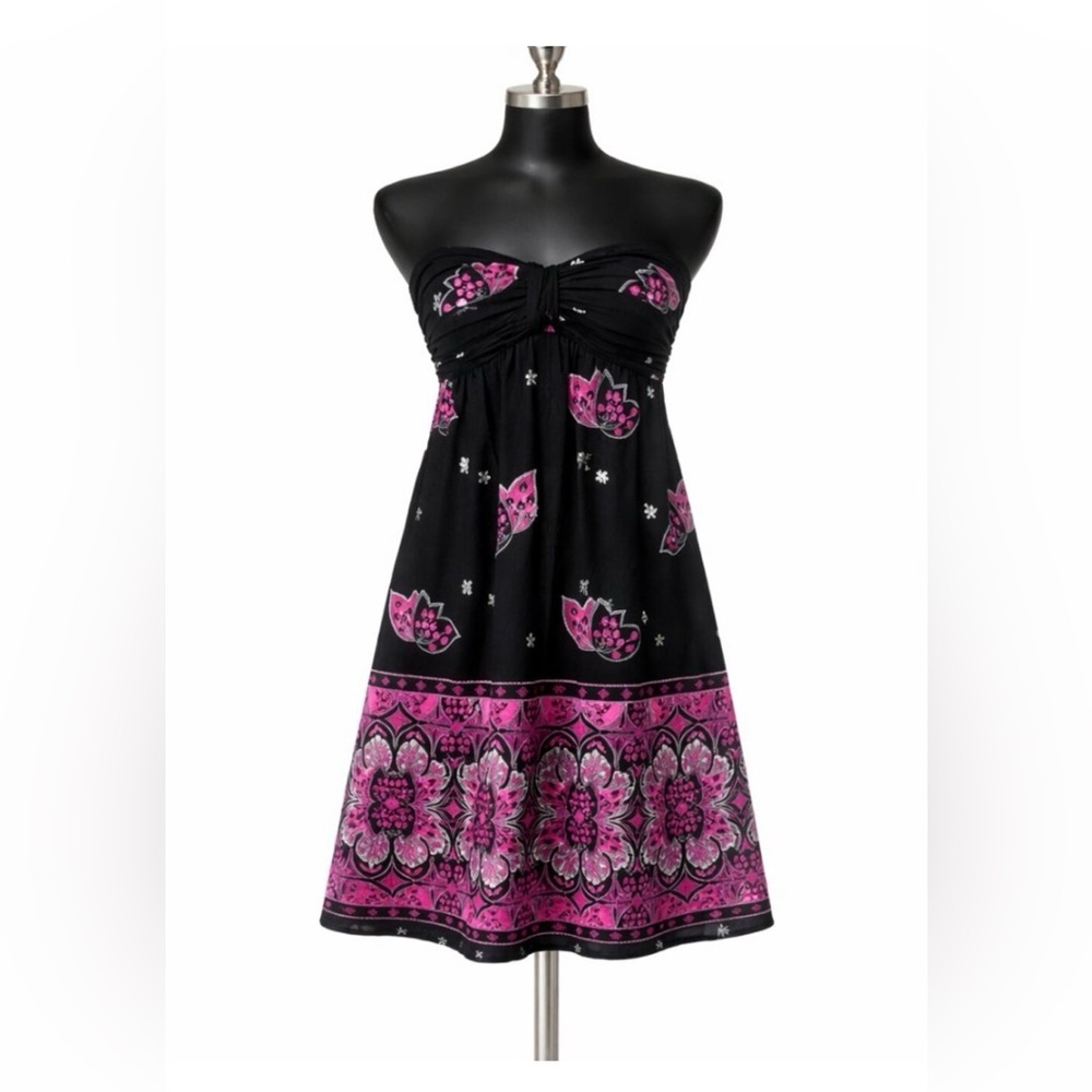Shoshanna Silk Metallic Floral Strapless Mini Dress Size 6 Wedding Guest